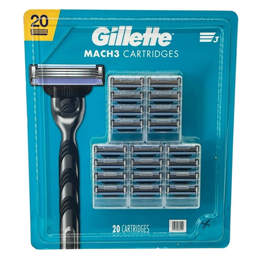 Gillette Mach3 Razor Blades Refill for Men 20 Cartridges - Sealed